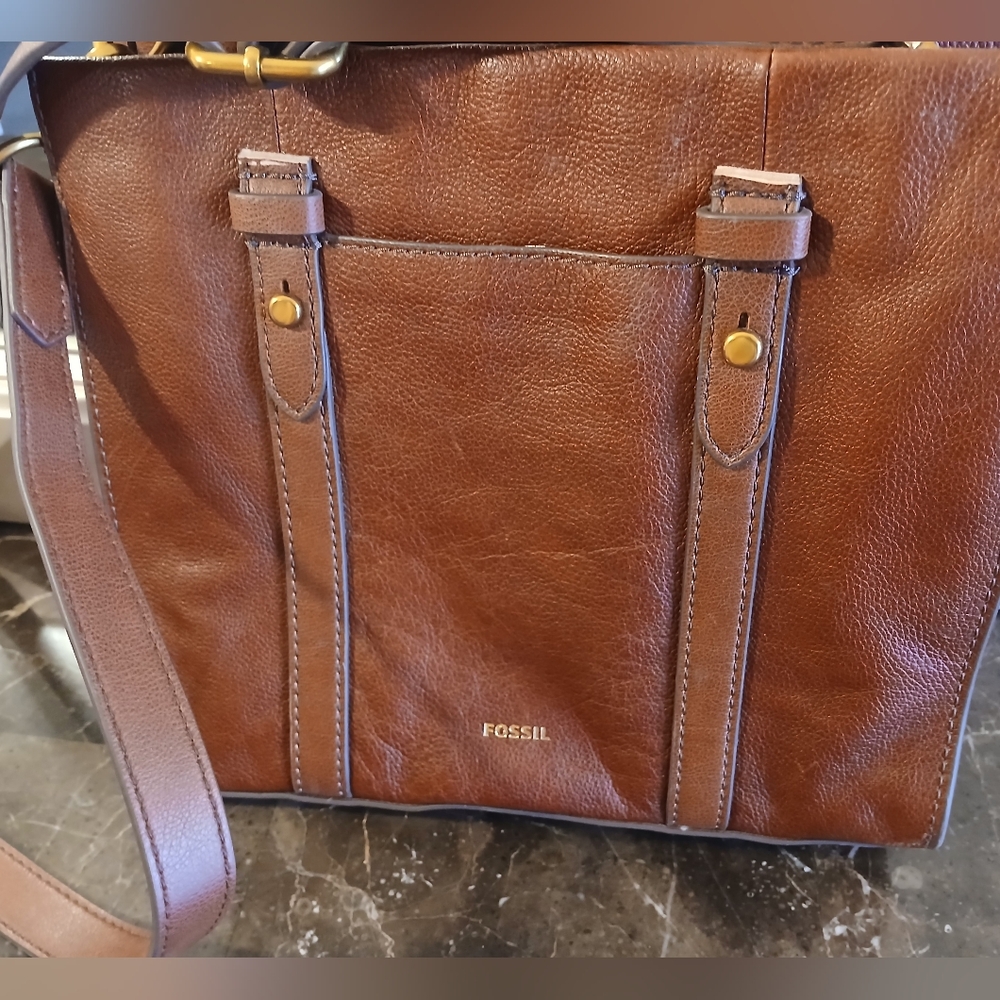 Fossil Brown Leather Crossbody Bag